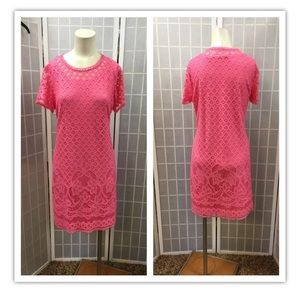 Isaac Mizrahi, dress, pink, full lace, size M.: